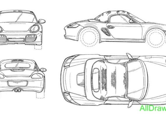 Porsche Boxter S (987) (2005) (Порше Бокстер С (987) (2005)) - чертежи (рисунки) автомобиля